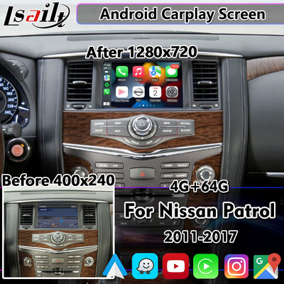 Lsailt 8 인치 안드로이드 Carplay 화면 닛산 순찰 Y62 Pathfinder 2011-2017 무선 안드로이드 자동