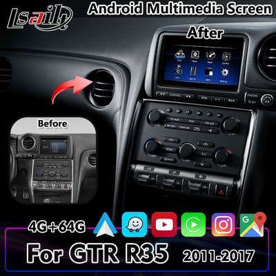 Lsailt 7 인치 안드로이드 Carplay 자동차 멀티미디어 화면 닛산 GTR R35 2011-2017