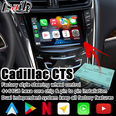 캐딜락 CTS 자동차 비디오 인터페이스 박스를 위한 무선 카플레이 안드로이드 오토 안드로이드 9.0 네비게이션 박스