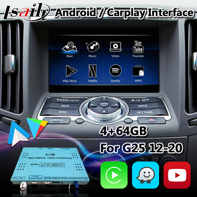 NetFlix Android Auto가 탑재된 Infiniti G25 G37 G35용 Android Carplay 내비게이션 인터페이스 박스
