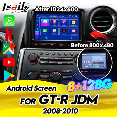 닛산 GT-R R35 2008-2010 JDM 모델용 자동차 멀티미디어 화면 무선 카플레이, 안드로이드 오토, 8+128GB