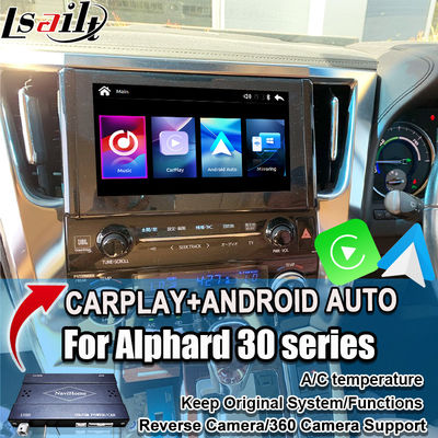 알파드 30 시리즈 벨파이어 토요타용 무선 Apple CarPlay/Android Auto 업그레이드 모듈, FM 라디오, 에어컨, 미러링, 카메라 지원