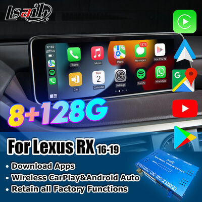 카플레이/안드로이드 멀티미디어 시스템 렉서스 비디오 인터페이스 RX450H RX350 12.3 인치 2016-2021 통합 유튜브, 넷플릭스, 안드로이드 오토