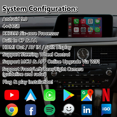 Lexus RX200T RX350 RX300 RX 마우스 제어 2016-2019용 Lsailt 안드로이드 멀티미디어 인터페이스