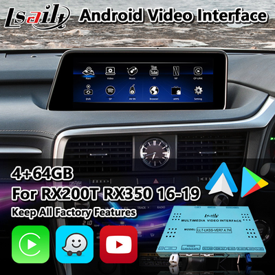 렉서스 RX350 RX450h RX200t RX350L RX450L RX AL20 2016-2019의 Lsailt 안드로이드 비디오 인터페이스