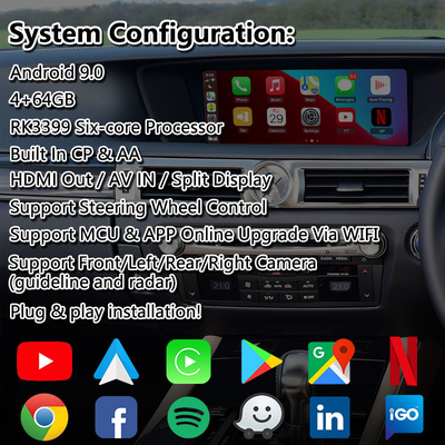 렉서스 GS300h GS200t GS350 GS450h GSF GS L10 2016-2020용 안드로이드 자동차 멀티미디어 인터페이스