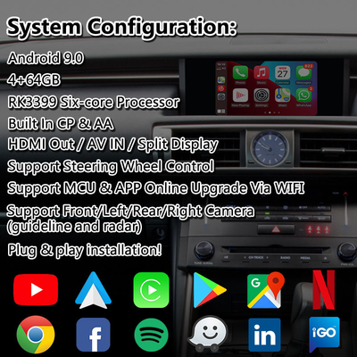 렉서스 IS 300h 250 350 200t 300 AWD F 스포츠 XE30 2013-2016용 안드로이드 멀티미디어 인터페이스