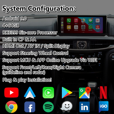 2016~2021 렉서스 LX 570 LX570용 안드로이드 카플레이 멀티미디어 비디오 인터페이스