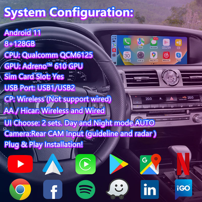 Lsailt 8+128GB 안드로이드 멀티미디어 카플레이 인터페이스 박스 렉서스 LS600h LS460 2012-2017