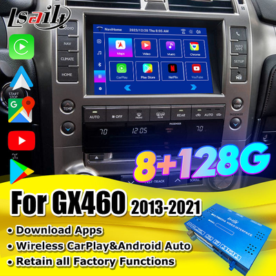 8+128GB 안드로이드 11 렉서스 비디오 인터페이스 GX460 2014-2021 무선 카플레이, 안드로이드 오토 포함