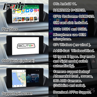 렉서스 CT CT200H 2014-2017용 Lsailt 무선 카플레이 안드로이드 비디오 인터페이스 지원 다운로드 APPs, NetFlix, YouTube