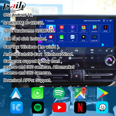 렉서스 GX550 2024 RX NX LX ES를 위한 핀 투 핀 안드로이드 인포테인먼트 인터페이스 유튜브, 넷플릭스, 구글 플레이, 웨이즈 포함