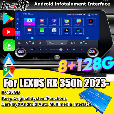 안드로이드 멀티미디어 비디오 인터페이스 RX350h RX500H 2023-2024 NX LX GX ES 넷플릭스, 유튜브, 심 카드 슬롯 포함