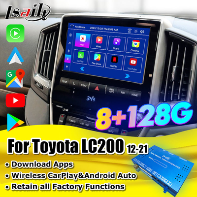 Lsailt 8+128GB 안드로이드 인포테인먼트 인터페이스 랜드 크루저 2013-2021 LC200 무선 카플레이, 넷플릭스, 유튜브