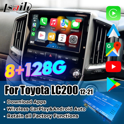 8+128GB 퀄컴 안드로이드 멀티미디어 비디오 인터페이스 랜드 크루저 2013-2021 LC200, VX_R, GX_R 무선 카플레이