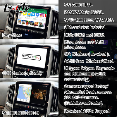 8+128GB 퀄컴 안드로이드 멀티미디어 비디오 인터페이스 랜드 크루저 2013-2021 LC200, VX_R, GX_R 무선 카플레이
