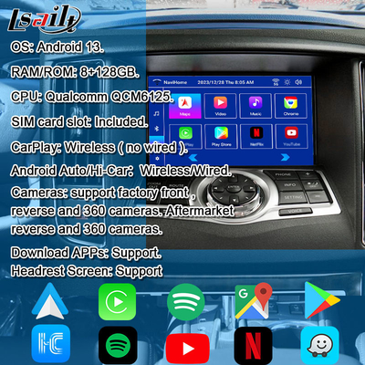 구글, 유튜브, 넷플릭스와 함께 Nissan Maxima 09-15 Infiniti G37용 Lsailt 8G CarPlay&Android 비디오 인터페이스
