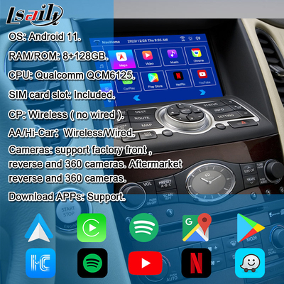 인피니티 EX QX50 2008-2017용 Lsailt 8G 안드로이드 인포테인먼트 모듈 무선 카플레이, 유튜브, 넷플릭스 포함