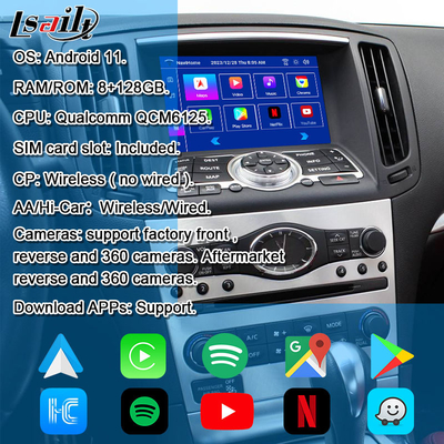 인피니티 G35 G37 Q60 Q40 2008-2016용 8G 안드로이드 인포테인먼트 모듈 유튜브, 구글 플레이 포함