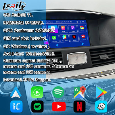 8G 퀄컴 안드로이드 멀티미디어 인터페이스 인피니티 Q70 M45 M25 2010- 무선 카플레이 박스, 안드로이드 오토, 넷플릭스