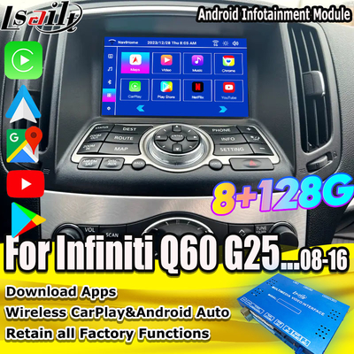 인피니티 Q60 G37 G35 Q40 2008-2016용 Lsailt 8G 안드로이드 인포테인먼트 모듈 무선 카플레이, 안드로이드 오토 포함