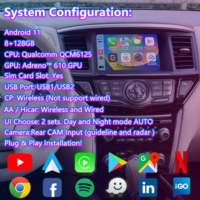 무선 Carplay 안드로이드 자동을 가진 Nissan Pathfinder R52를 위한 Lsailt 안드로이드 영상 공용영역