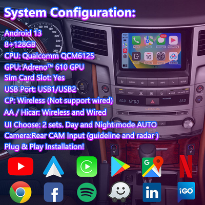 Lsailt 안드로이드 멀티미디어 비디오 인터페이스 2012-2015 렉서스 LX 570 LX570