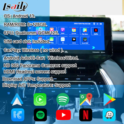 Lsailt OEM Android 업그레이드 모듈 Harrier Venza Toyota 2022-12.3 인치 안드로이드 멀티미디어 인터페이스 유튜브, 넷플릭스
