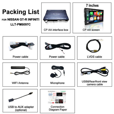 인피니티 G37 G25 G35 스카이라인 370GT (V36) Q40 2007-2014 HD 터치 디스플레이용 Lsailt 7 인치 무선 안드로이드 오토 카플레이 화면