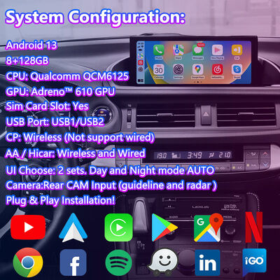 렉서스 CT 200h FSport 2017-2022용 Lsailt 안드로이드 네비게이션 비디오 인터페이스