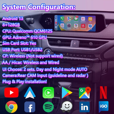 2018~2021년 렉서스 UX 300e UX200 UX250h UX300e용 안드로이드 카플레이 멀티미디어 화면