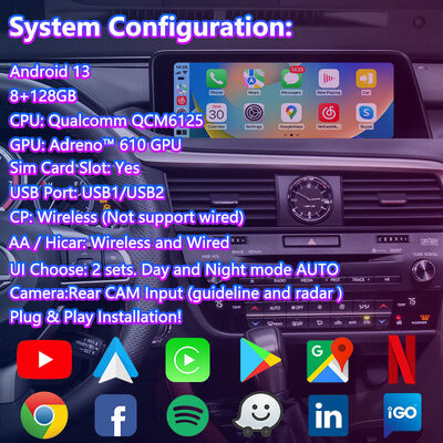 Lsailt 안드로이드 카플레이 멀티미디어 인터페이스 화면 2016-2019 렉서스 RX Knob RX350 RX450h RX200t RX300