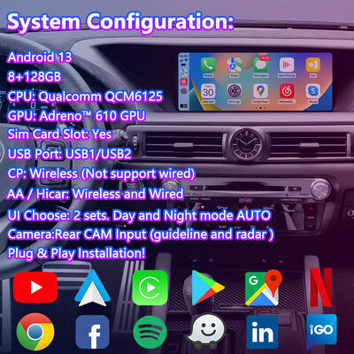 Lsailt 안드로이드 카플레이 멀티미디어 화면 2012-2020 렉서스 GS 200t GS300h GS250 GS350 GS450h GSF GS200t