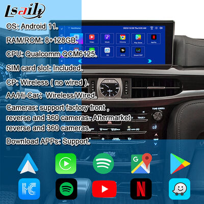 LX570 Lexus RX GX LS NX ES 통합 무선 CarPlay, Android Auto, YouTube, Netflix용 OEM Android 업그레이드 모듈