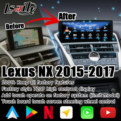 렉서스 NX200t 10.25 터치 스크린 업그레이드 헥사 프로세서 안드로이드 오토 무선 카플레이